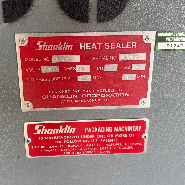 Shanklin Heat Sealer A27A- Used - Stock - Label